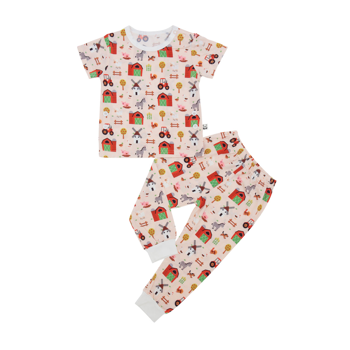 Short Sleeves Pajama Set, Pink Farm Bamberry Baby