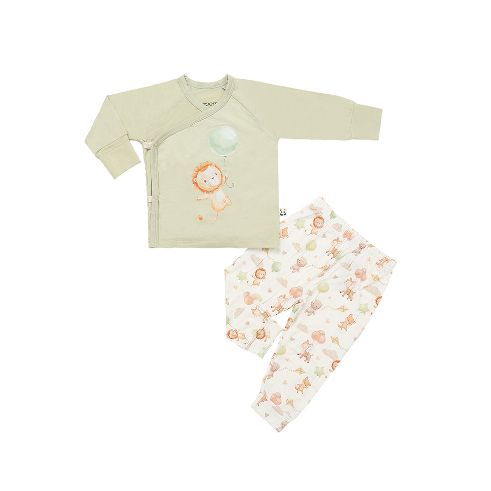 Long Sleeves Kimono Pajama Set, Lion