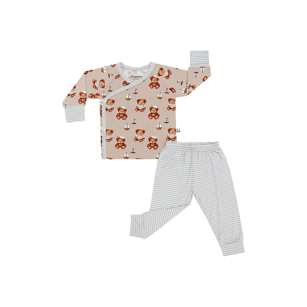 Long Sleeves Kimono Pajama Set, Sailor Bear