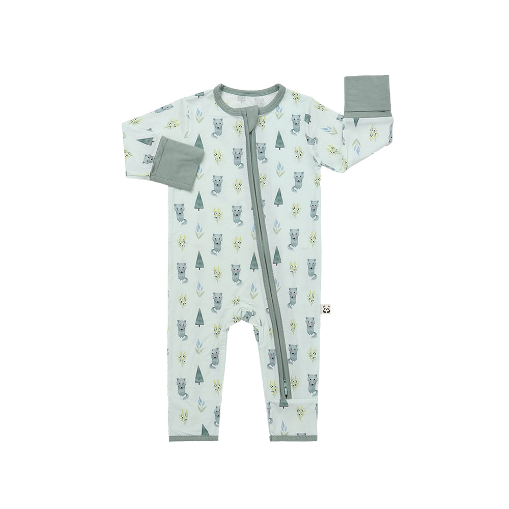 Zippered Romper, Grey Wolf