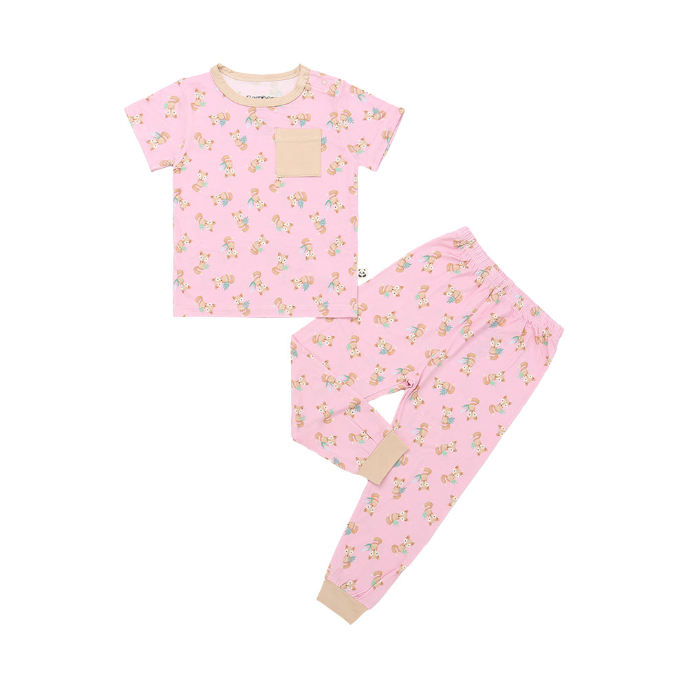 Short Sleeves Pajama Set, Brown Fox