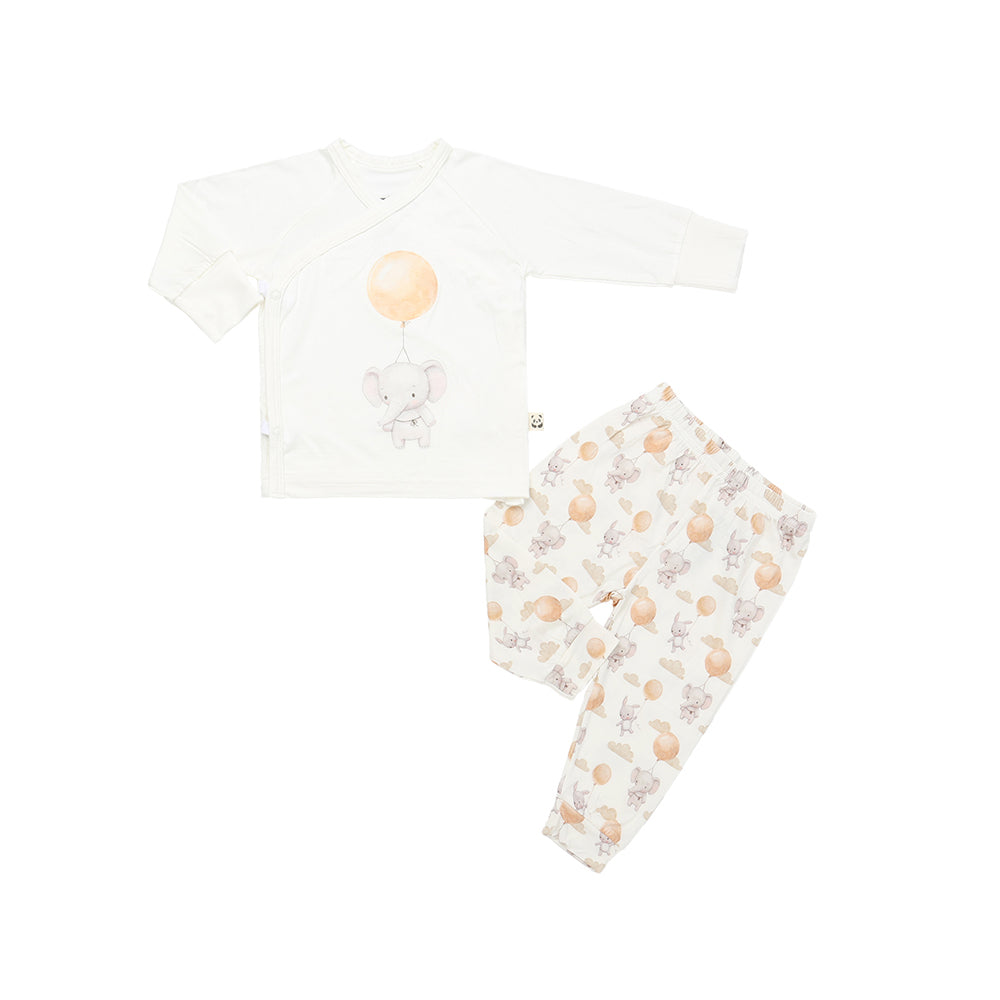 Long Sleeves Kimono Pajama Set, Elephant