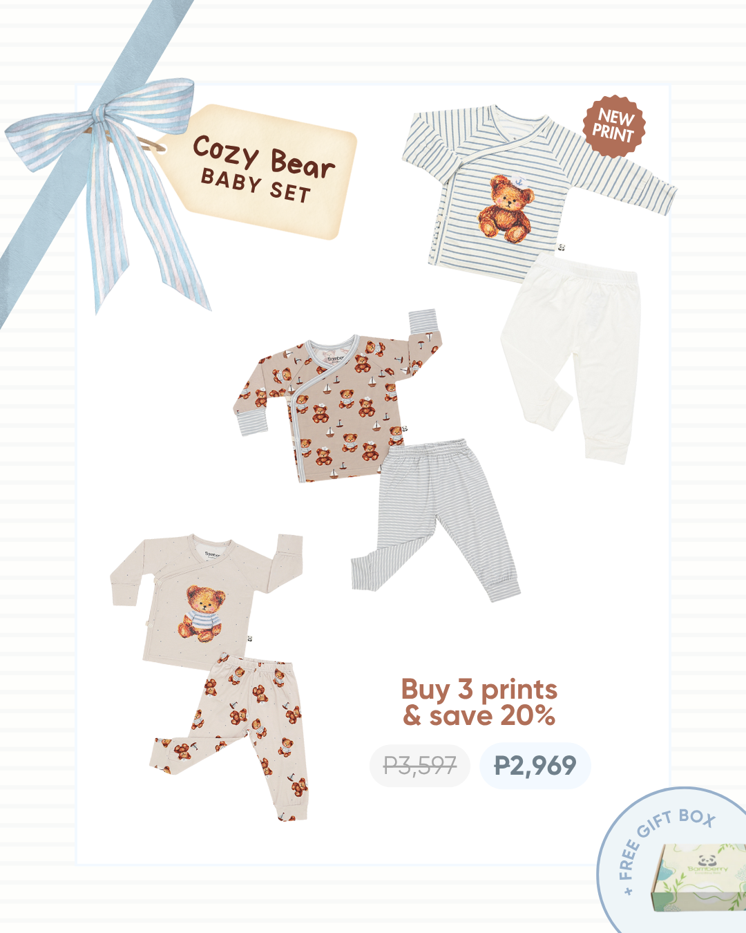 Baby Set Gift Box- Cozy Bear Collection (3 pcs)