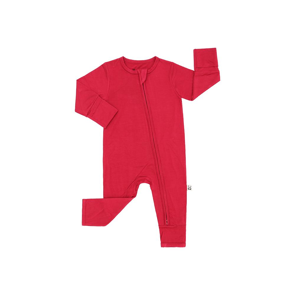Zippered Romper, Berry Red