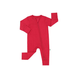 Zippered Romper, Berry Red