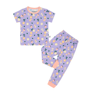 Short Sleeves Pajama Set, Purple Citrus