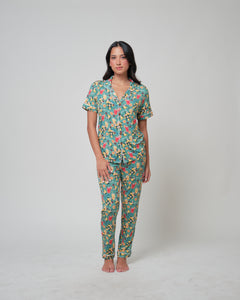 Unisex Short Sleeves Button Down PJ Set, Dolce Vita