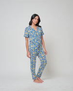 Load image into Gallery viewer, Unisex Short Sleeves Button Down PJ Set, Limone
