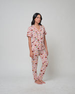 Load image into Gallery viewer, Unisex Short Sleeves Button Down PJ Set, Capri Summer Stripes
