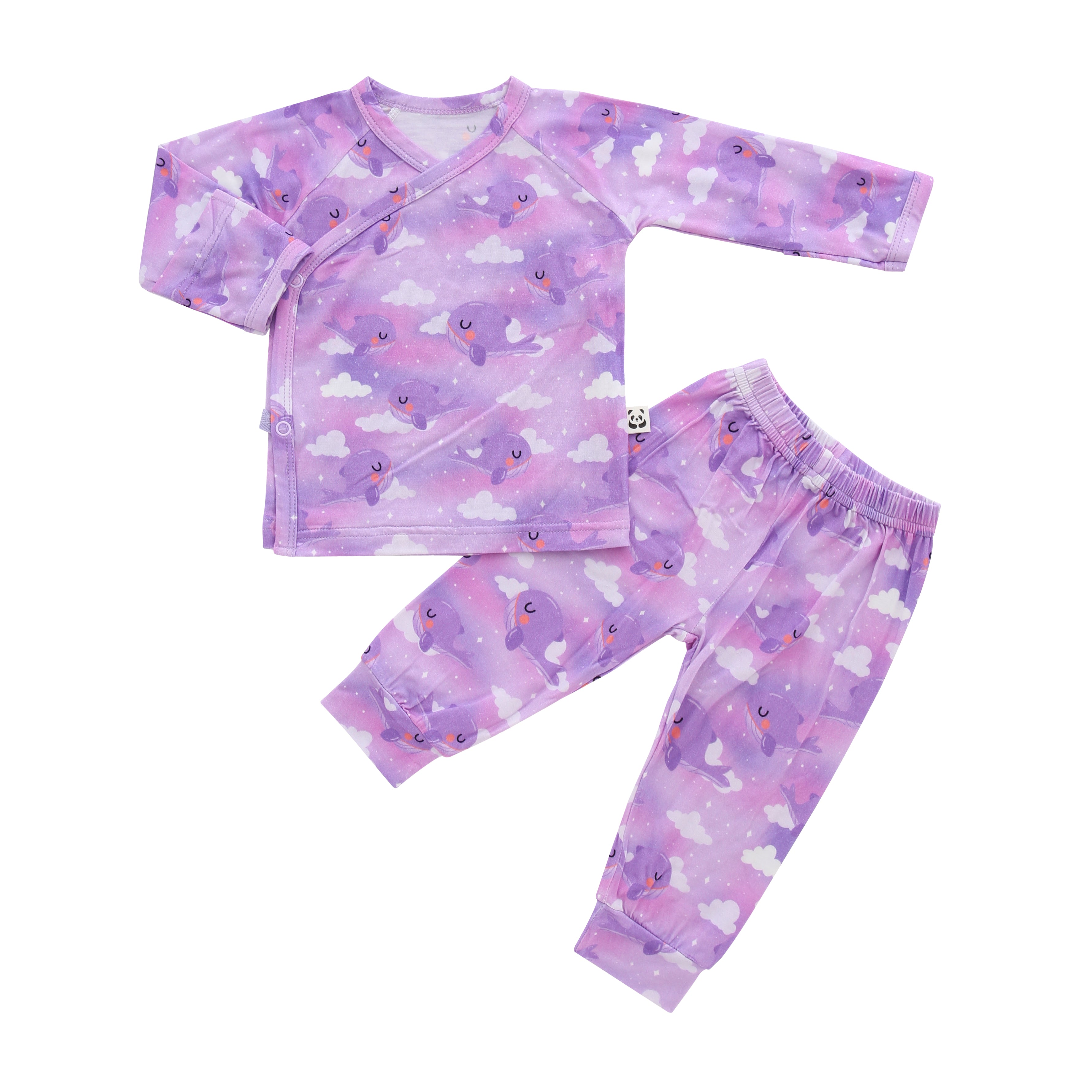 Long Sleeves Kimono Pajama Set, Whalien