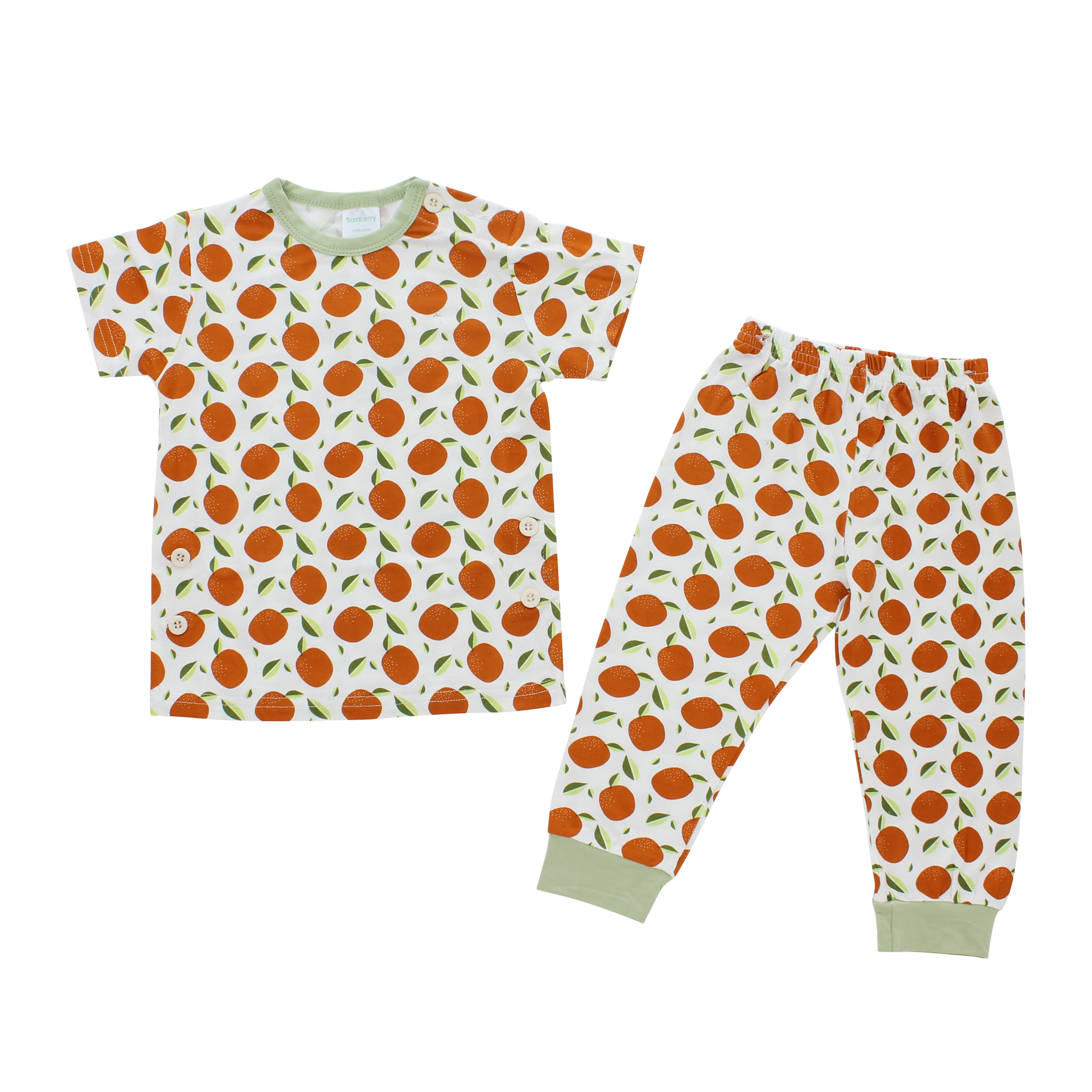 Short Sleeves Pajama Set, Orange
