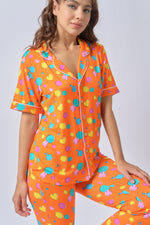 Load image into Gallery viewer, Adult Short Sleeves Button Down PJ Set, PTD
