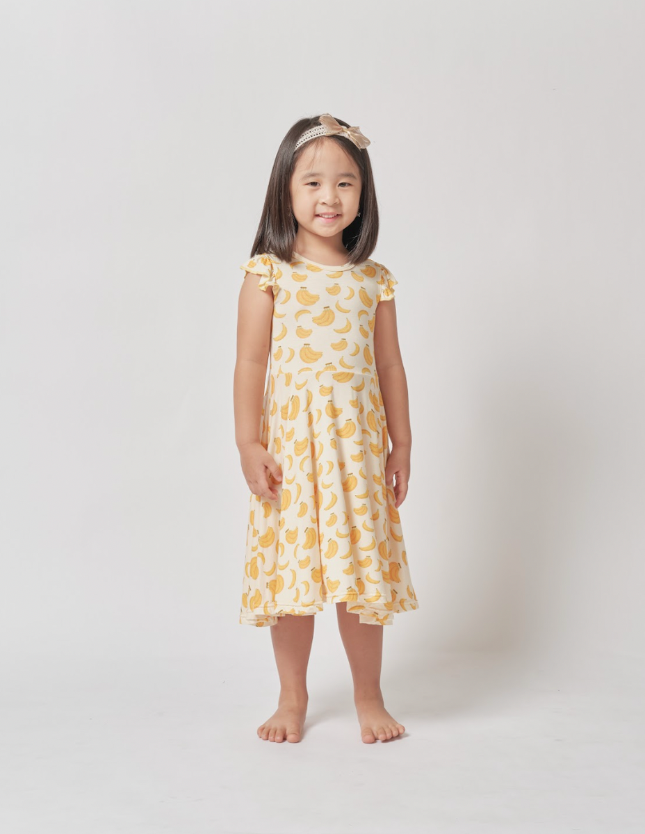 Flutter Dress Kids, Saging (Banana) – Bamberry Baby