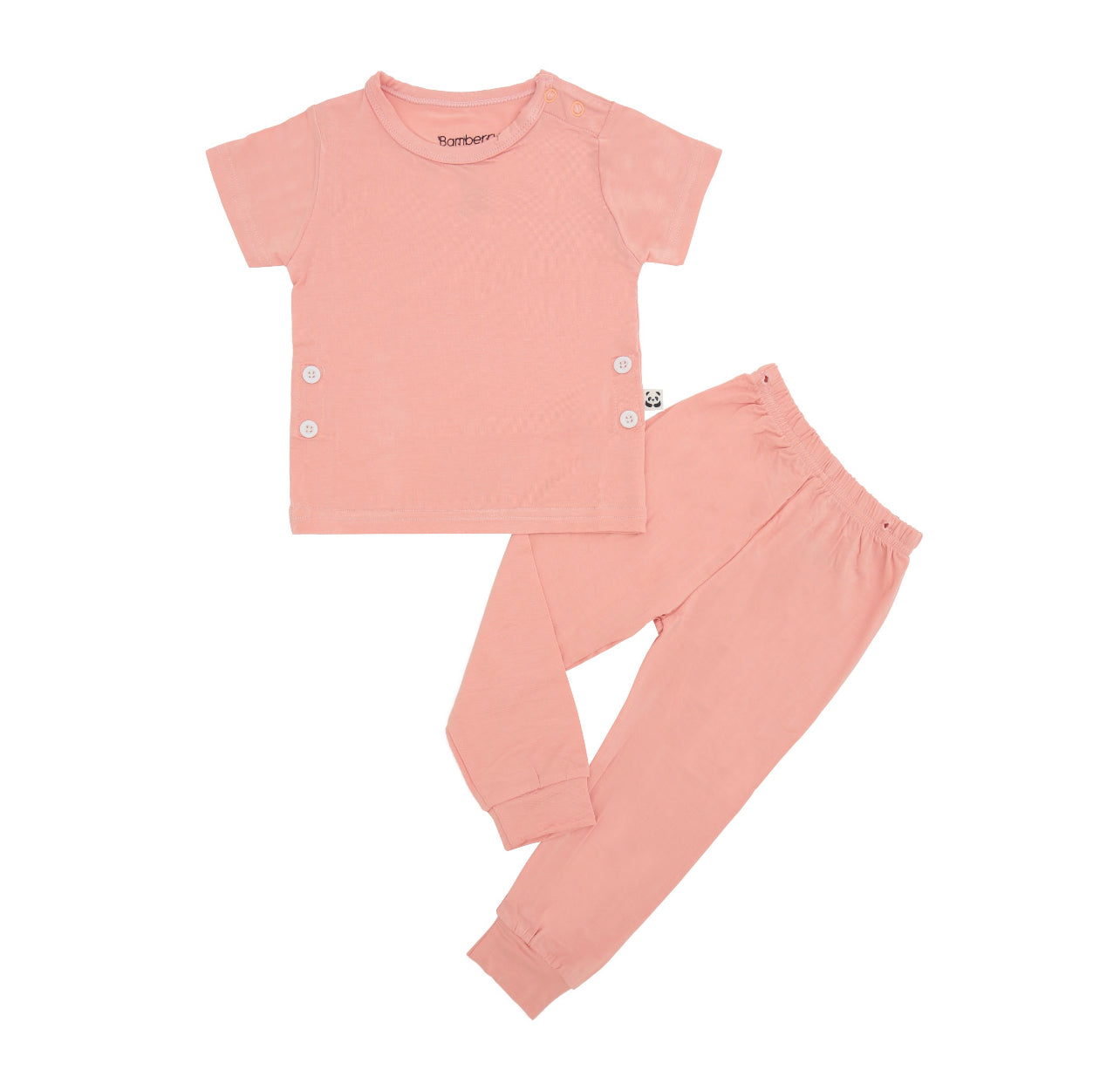 Short Sleeves Pajama Set, Peach Pink